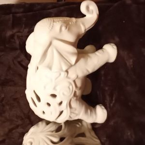 White ceramic bohemian elephants